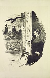 エドガーアレンポー作「The Raven」のイラスト、1875年 作： Édouard Manet